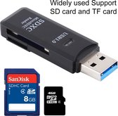 Compacte SD en Micro SD kaartlezer adapter naar USB 3.0 | Zwart | Snel | 6CM