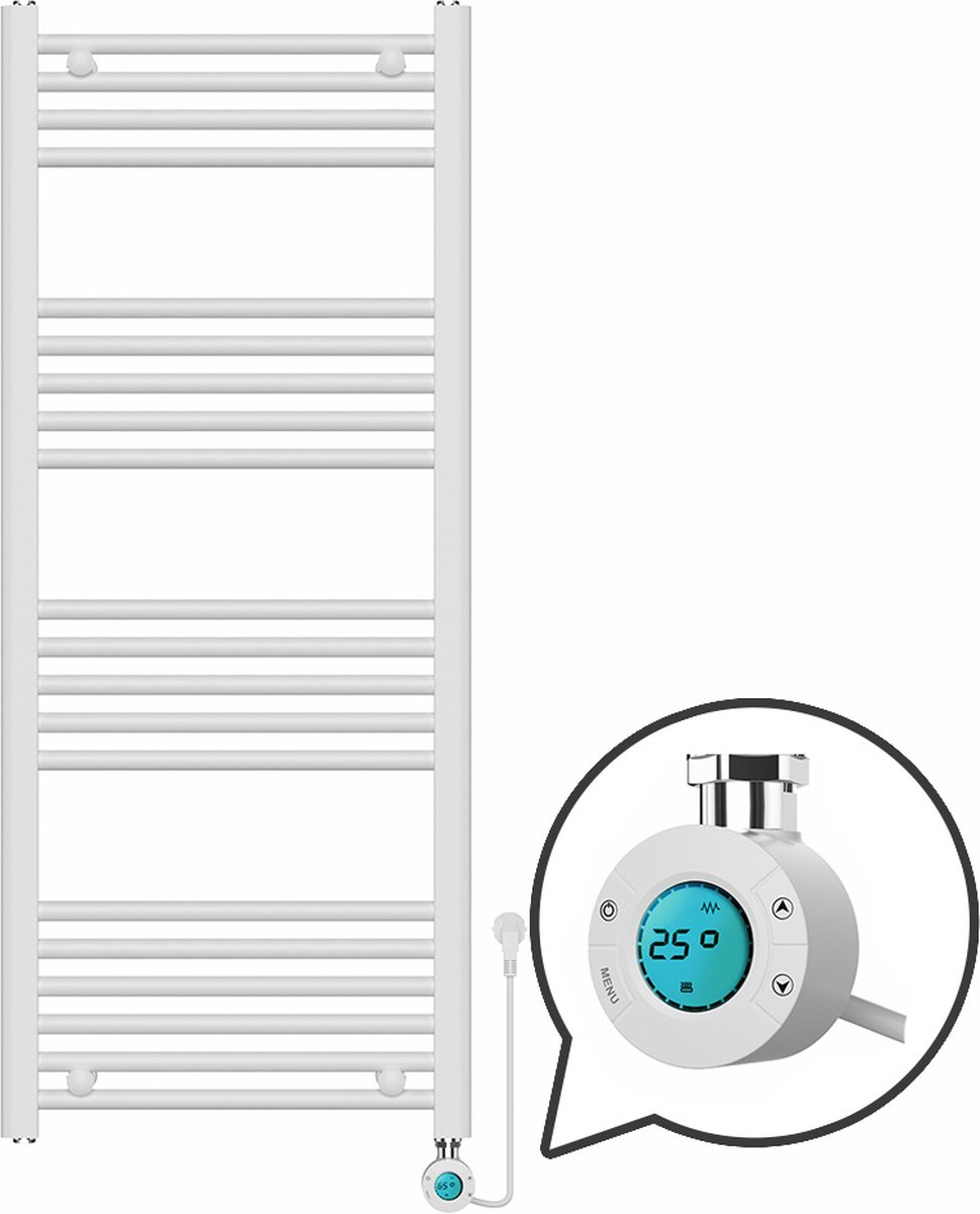 Handdoekradiator Elektrisch met Digitale Thermostaat - Radiator Badkamer - 1200 × 500 mm - Mat wit - 500 Watt