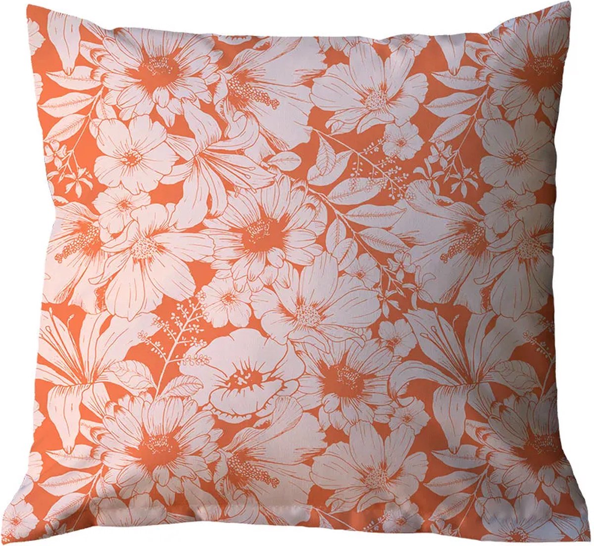 Sierkussens voor tuin - Tuinkussens 50x50 - Buitenkussens met bloemen oranje - buitenkussens waterbestendig - tuinkussen met unieke print - wasbare tuinkussenhoes