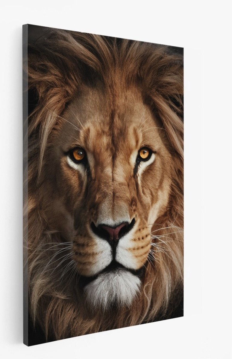Saammp Canvas Schilderij - Portret - Leeuw - Natuur - Dieren - 80x120 - Foto op canvas - Wanddecoratie - Muurdecoratie Woonkamer - Slaapkamer decoratie - Canvas Print Multicolor