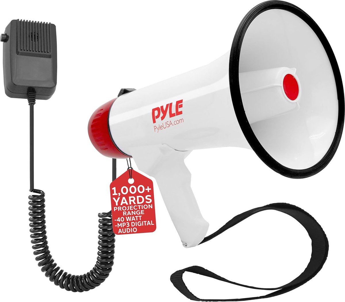 Pyle Megafoon, Speaker PA Bullhorn - 40Watt & 1000 Yard Range