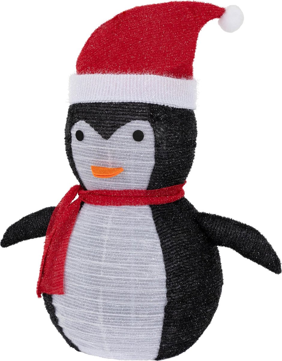 LED kerstpinguin 68cm hoog met hoed en sjaal Tuinfiguur kerstdecoratie met 30 warm witte LED's