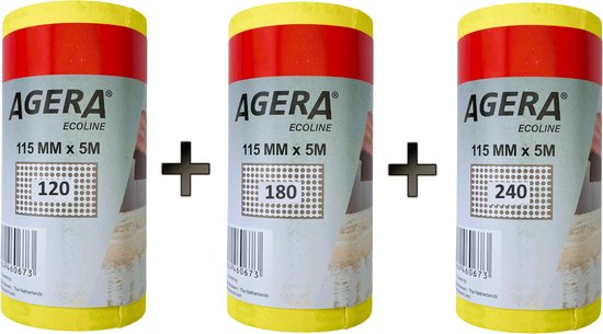 Agera Ecoline schuurpapier op rol K120-K180-K240 - set á 3 stuks