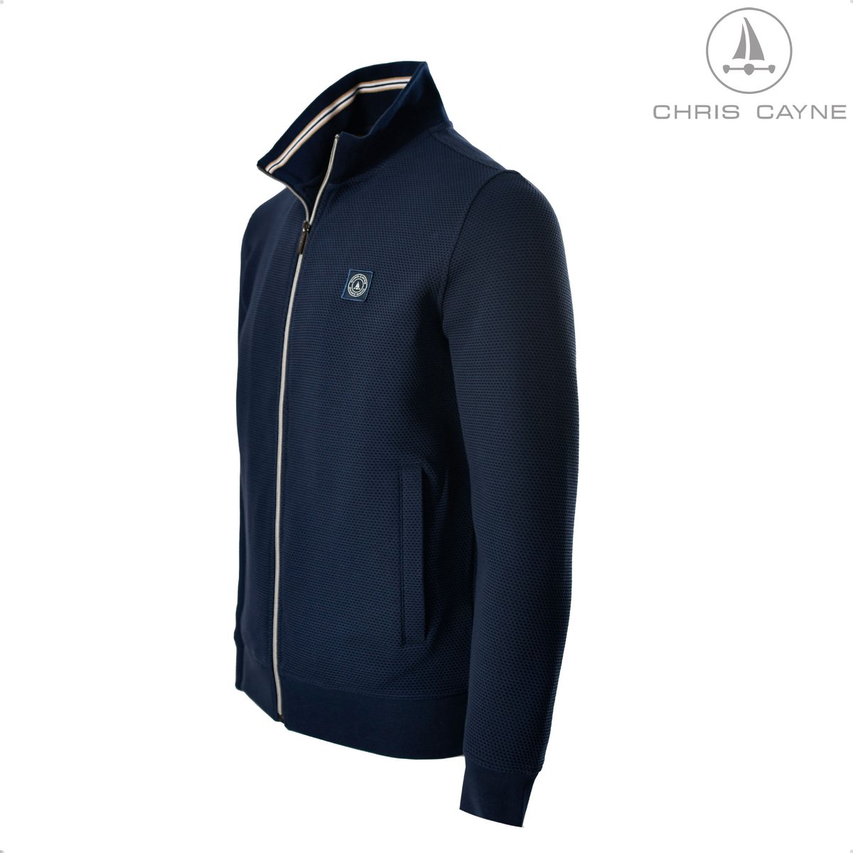 Chris Cayne vest - M - donkerblauw - structuur - rits - zijzakken