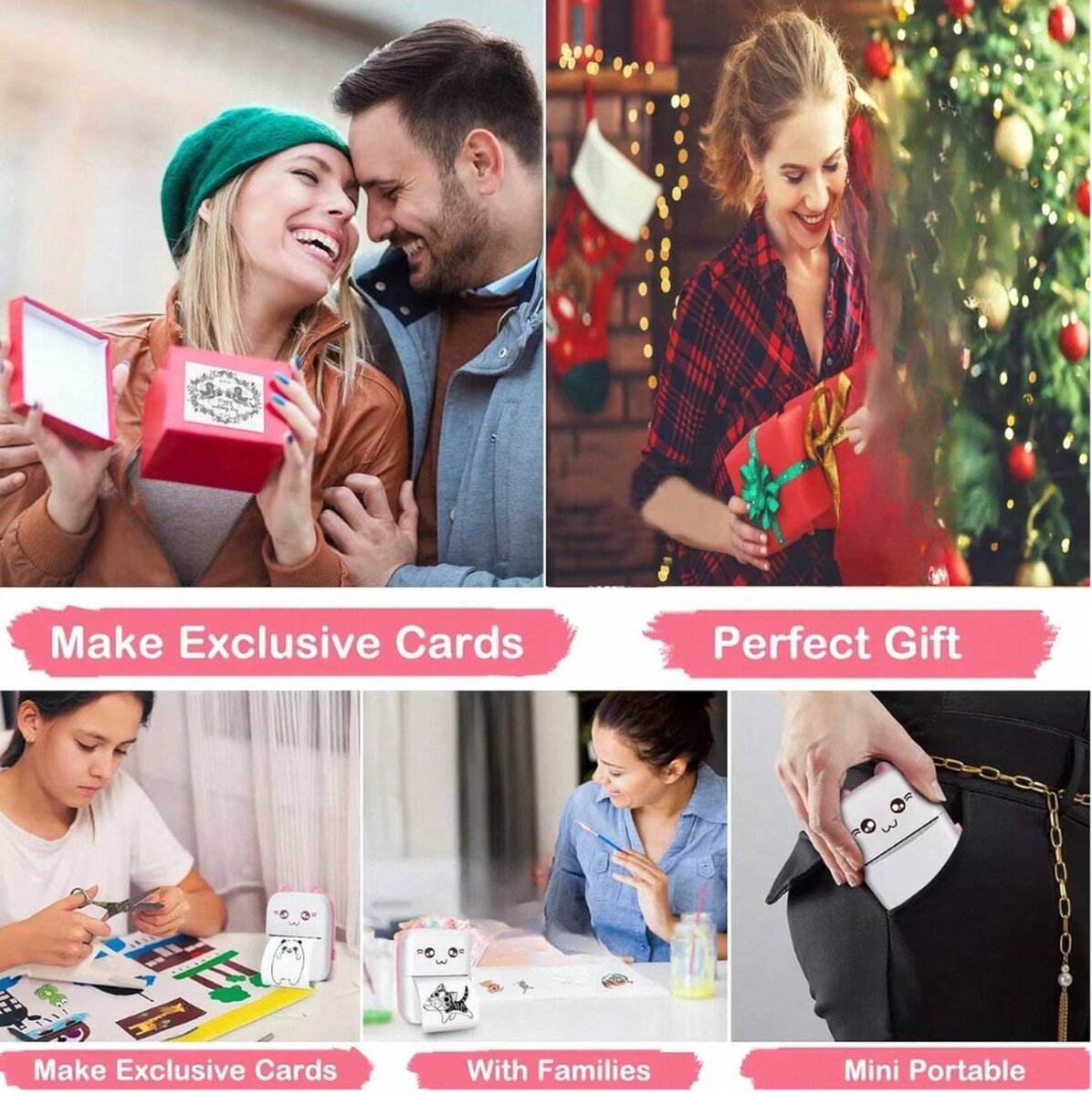 S&E Mini Draagbare Thermische Printer – Inkloze Pocketprinter voor Foto’s, Labels & Notities - Blauw thumbnail 2