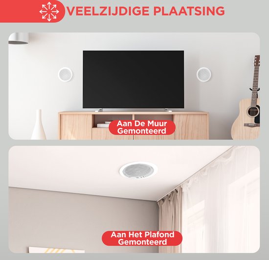 Pyle Luidsprekers - Plafondluidsprekers- Wandluidsprekers- Plafondspeakers- Inbouwluidsprekers voor Thuis - 2-Weg Speakers voor Plafond- 150 Watt - Wit — afbeelding 2