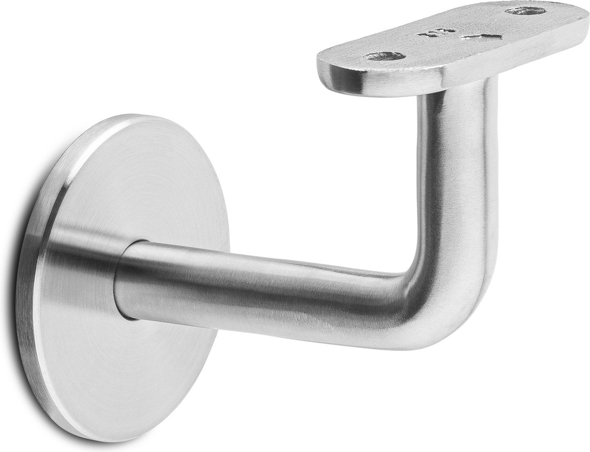 RVS trapleuninghouder Model D – Vlak zadel – Blinde bevestiging (incl. bevestigingsmateriaal)