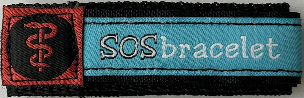 SOSbracelet lichtblauw medisch SMALL (3-9 jaar)