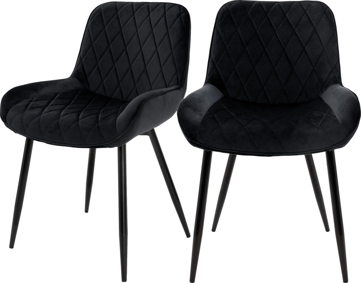 ml-design Set van 2 Eetkamerstoelen Eetkamerstoel met rugleuning en armleuningen, zwart, fluwelen zitting, metalen poten, Keukenstoelen Woonkamerstoelen Gestoffeerde stoelen Krukken