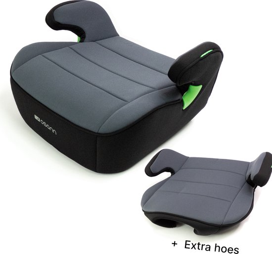Osann Junior - zitverhoger - i-Size - Lengte kind 126-150 cm - autogordel bevestiging - zwart/grijs - + EXTRA HOES