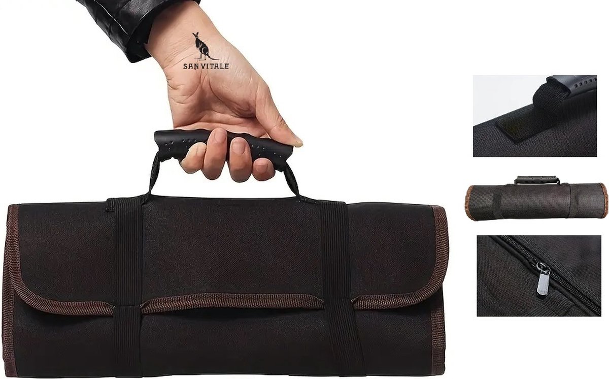 San Vitale® - Gereedschapstas - Gereedschapsetui - Gereedschaptas - Roll-up Tas - 22 Vakken - Excl. Gereedschap - Zwart