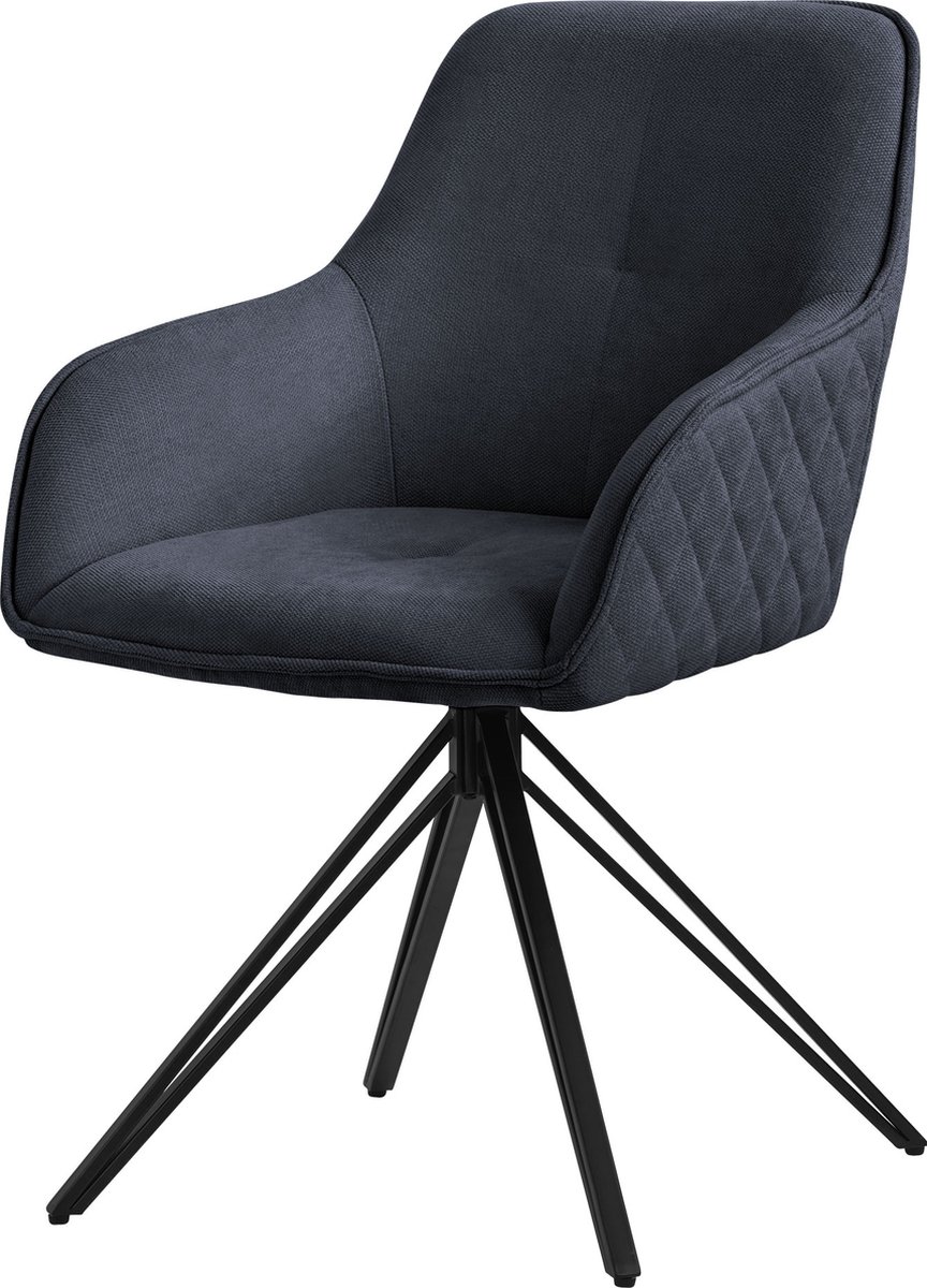 ml-design eetstoel draaibaar van textiel in antraciet comfortabele woonkamer stoel met armsteunen en rugleuning 360° draaibaar gestoffeerd model met metalen poten ergonomische keuken of loungestoel Zwart