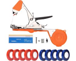 Home & Marker - Bindtang Voor Planten - Tuingereedschap - Plantenbinder Voor Plantensteun - 5 Rollen Bindtape + 1000 Nietjes - PLANTBRAND