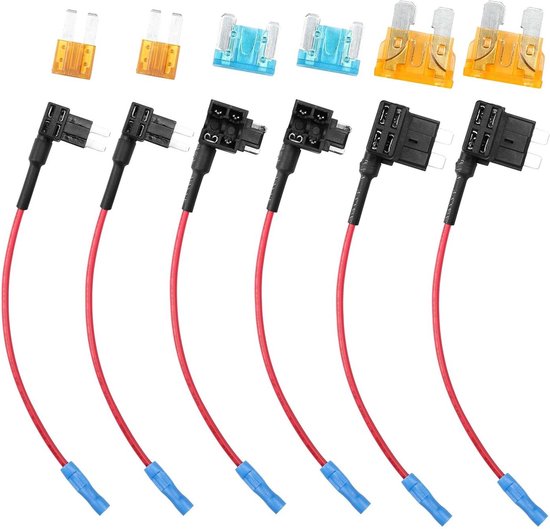 3 paar auto hijskraan kit – 12V micro standaard zekeringhouder met 2 bladen en vlakke steekzekeringhouders voor auto, camper, vrachtwagen, motorfiets en boot