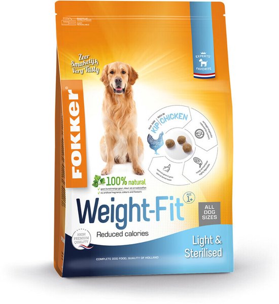 Fokker Weight-Fit Hondenvoer - 3 x 2,5 kg - Voordeelverpakking