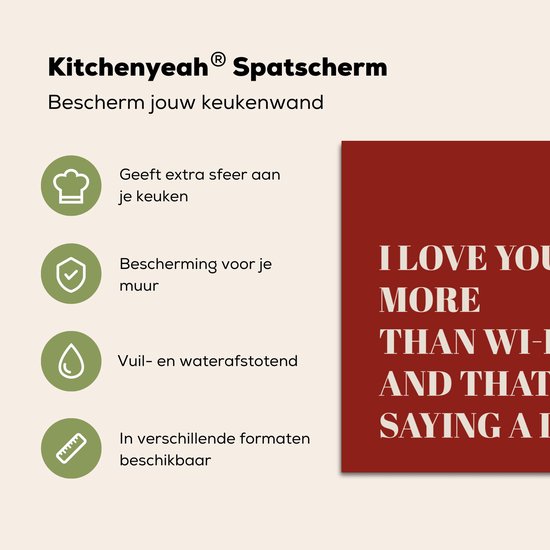 Crédence de Cuisinière en Aluminium 90x45 cm - Rouge - Citation - Amour - Écran Pare-éclaboussures pour Plaque de Cuisson - Protection Murale