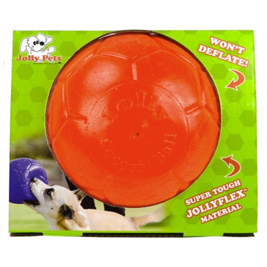 Jolly Pets Jolly Soccer Ball - Ø20 cm – Stevig Hondenspeelgoed – Apporteerspeelgoed met vanillegeur – Jollyflex stevig kunststof – Drijvend honden speelgoed – Oranje