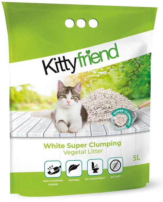 Kitty Friend Kattenbakvulling Vegetal White Super Clumping Litter 5 liter