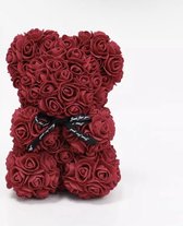 Rozen donkerrood beer - Flower bear white - Bloemen beer - Rose bear - 25 CM - Rozen Teddy Beer 25 cm - white Bear - white Rose Teddy - Liefde - Moederdag - Verjaardag - Valentijn Cadeau