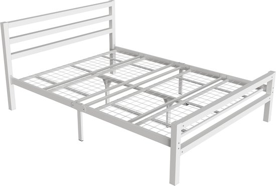 Cadre de lit en métal robuste AirSleeperz Burhara - Couleur blanc - Dimensions 140x200 cm - Pour 2 personnes - Capacité de charge 600 kg