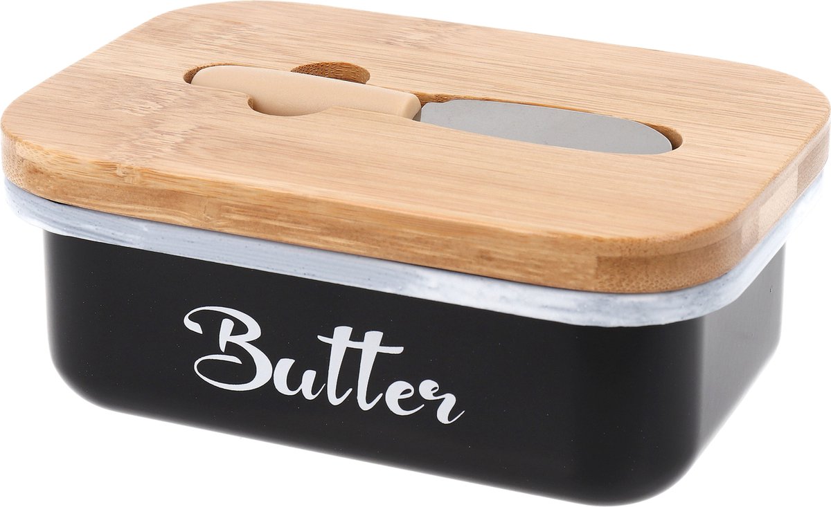BRUNBESTE Zwarte Boterpot met Mes – Botervloot - Stijlvol en Praktisch!