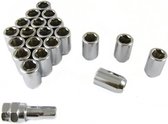 Conische wielmoeren - M12 x 1,5 - 32mm - Zilver - Set van 20 plus sleutel - Staal - M12x1,5 / M12x1.5