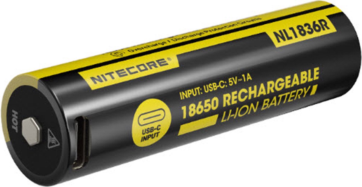 Nitecore NL1836R Oplaadbare 18650 Li-Ion batterij 3600mAh met USB-C Poort