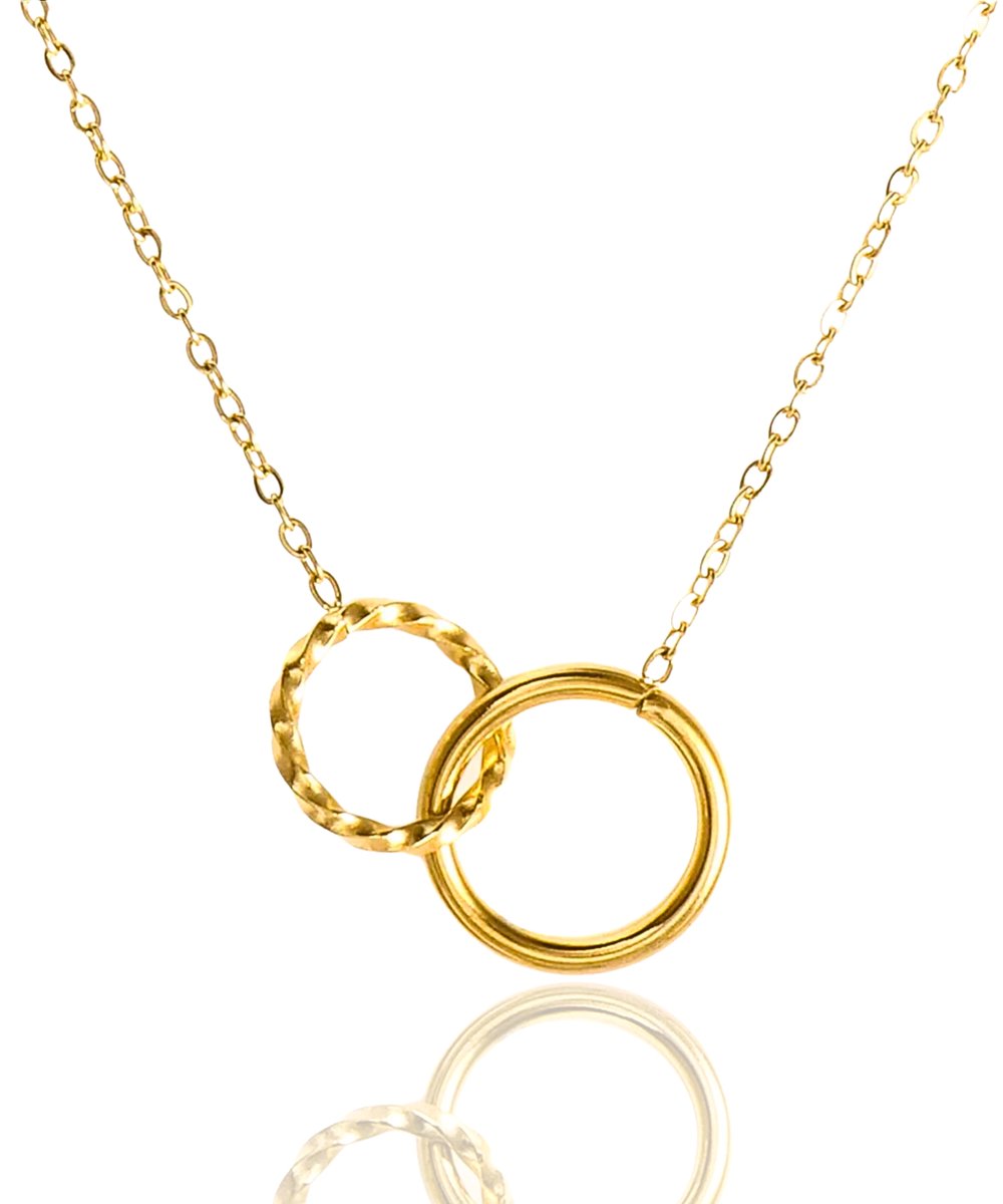 Semyco Ketting Dames – Goudkleurige Ketting met Hanger (Cirkels) – Verstelbaar – Waterproof – Giftbox – Zora