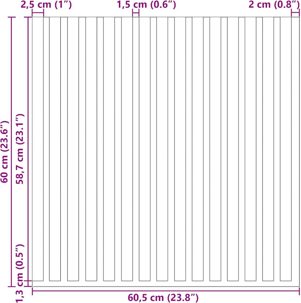 vidaXL Akoestische wandpanelen 2 st latten 60,5x60 cm eikenfineer, akoestisch paneel, geluiddicht paneel, geluiddempend wandpaneel
