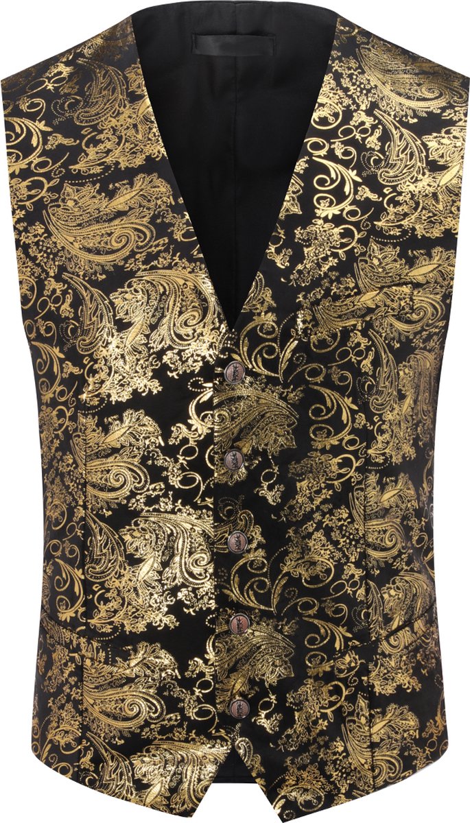 ALLTHEMEN Heren Vest Gilet Jacquard Pak Vest - Slim fit Vest voor Bruiloft en Feest - 3XL