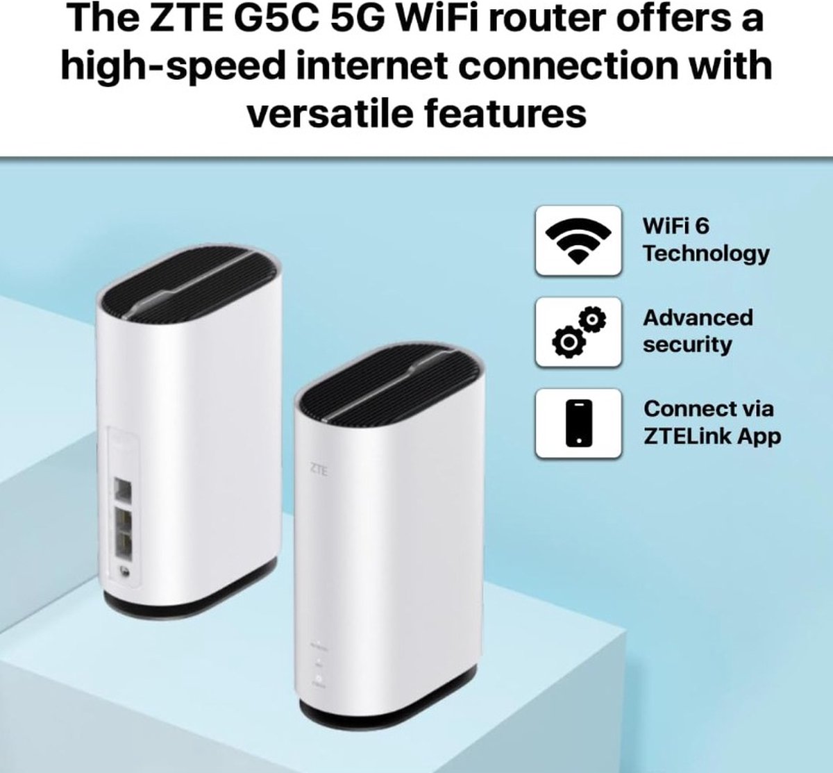 ZTE G5C 5G WiFi 6 router: 32 apparaten, sim-unlocked