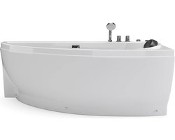 Vente-unique Wit asymmetrisch bubbelbad - 1 plaats - 160 x 75 cm - Hoek rechts - TABANA