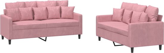 Ensemble lounge vidaXL 2 pièces - Velours Rose - Coussins inclus Ensemble lounge - Canapé Velours - Canapé Rose - Canapé 2 places - Meubles de salon
