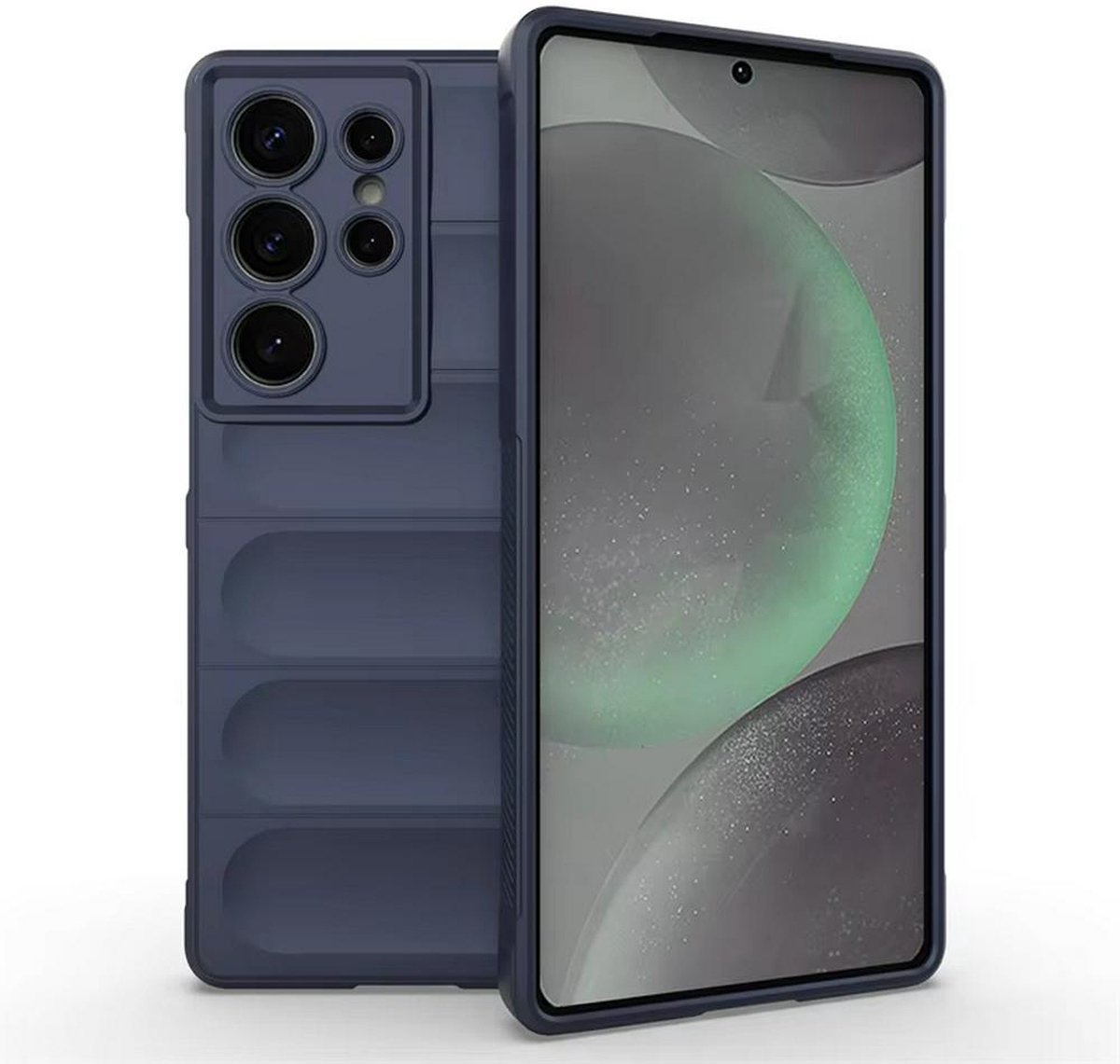 MobyDefend Hoesje - Geschikt voor Samsung Galaxy S25 Ultra - TPU Gripcase - Blauw
