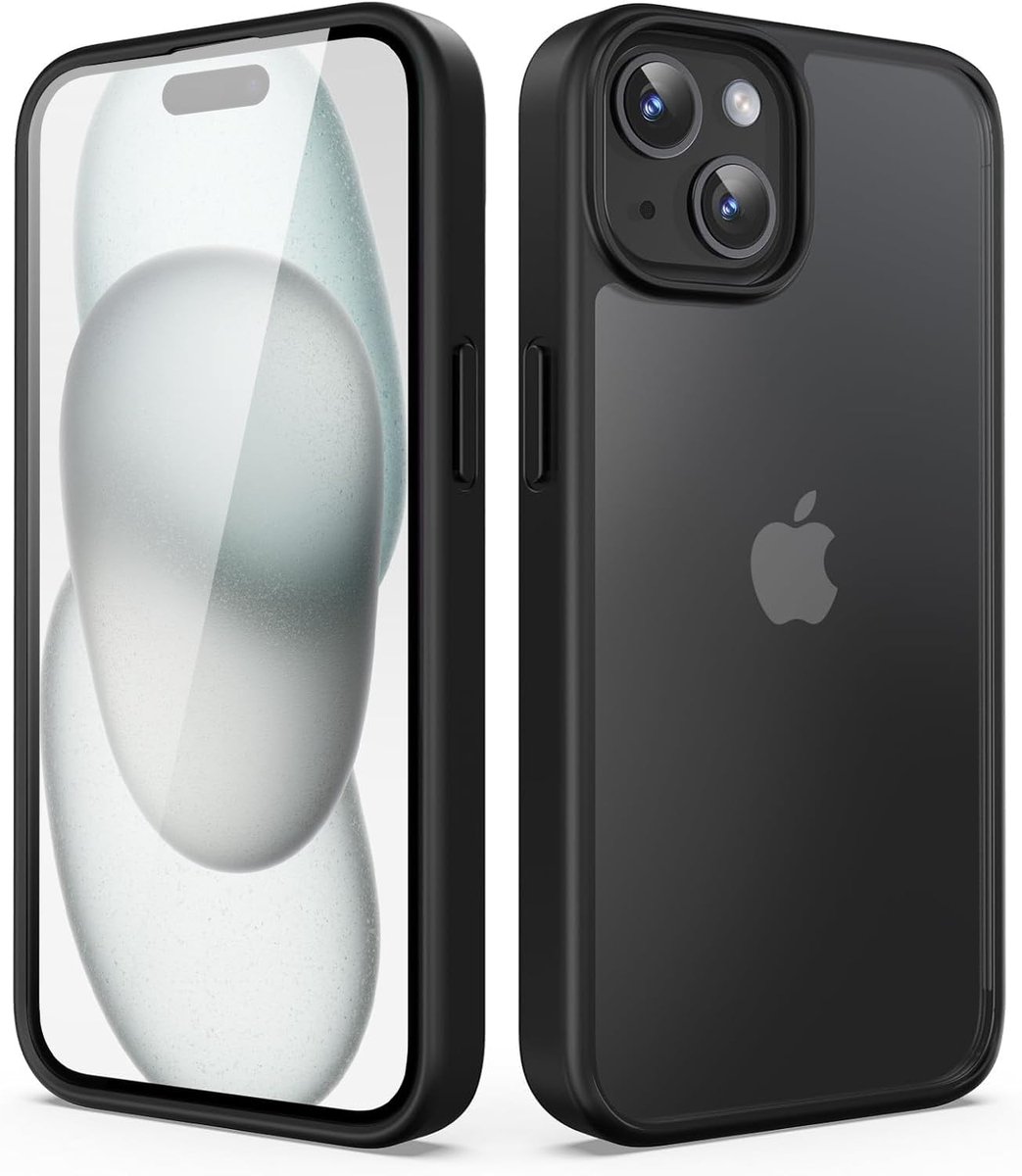 Hoesje geschikt voor iPhone 13 / iPhone 14 Hoesje - Shock proof Hoesje geschikt voor iPhone 13/14 Mat Zwart - Extra camera bescherming/verhoging