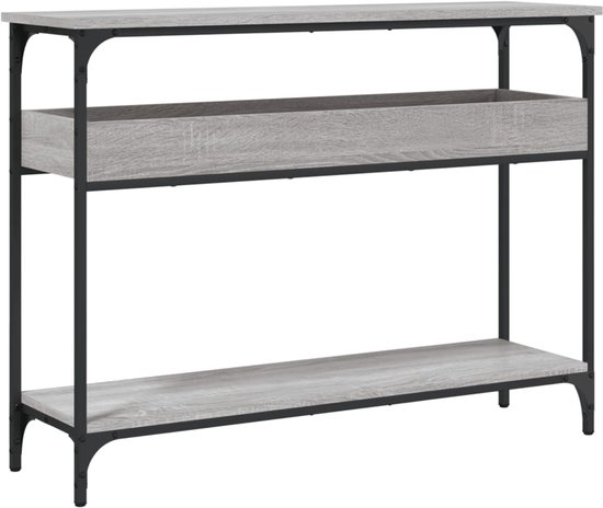 vidaXL Wandtafel 101x30,5x75 cm bewerkt hout zwart, bijzettafel, hoge tafel, woonkamertafel, console tafel, tafeltje, gangkastje, halkastje