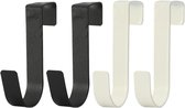 Set de 4 crochets porte-serviettes sans Embouts en acier inoxydable Zwart pour salle de bain, porte-serviettes en acier inoxydable, adapté aux cabines de douche en verre, sans épaisseur de cadre, Zwart, S