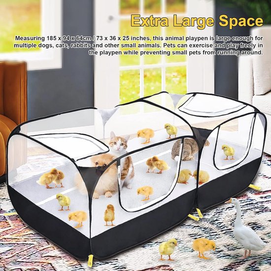 Topmast Werpkist voor Honden en Puppy's - 122 x 122 x 46 cm - Binnen en Buiten - Puppyren voor Grote of Kleine Puppy's - Aanbevolen door Fokkers en Dierenartsen (122 x 122 cm