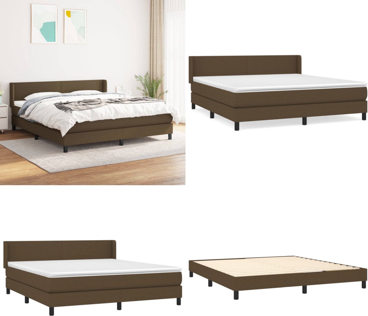 vidaXL Boxspring met matras stof donkerbruin 160x200 cm - Boxspring - Boxsprings - Bed - Slaapmeubel