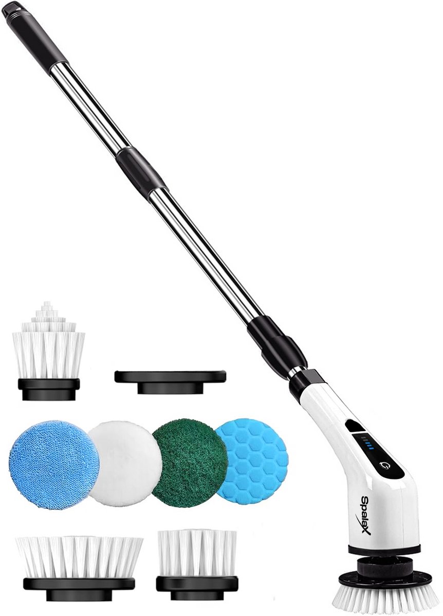 Goedkoopste Spalax Elektrische Schoonmaakborstel - Schrobborstel - Poetsmachine - Schrobmachine - Schrobber met Steel
