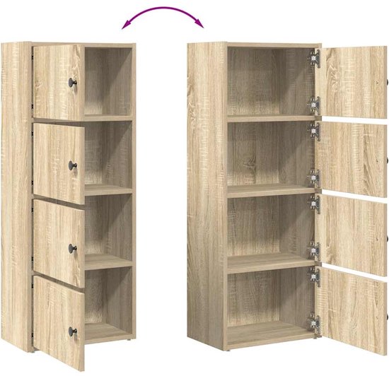 vidaXL Bibliothèque - Bibliothèques - Meuble de rangement - 40 x 24 x 102 cm bois traité gris béton