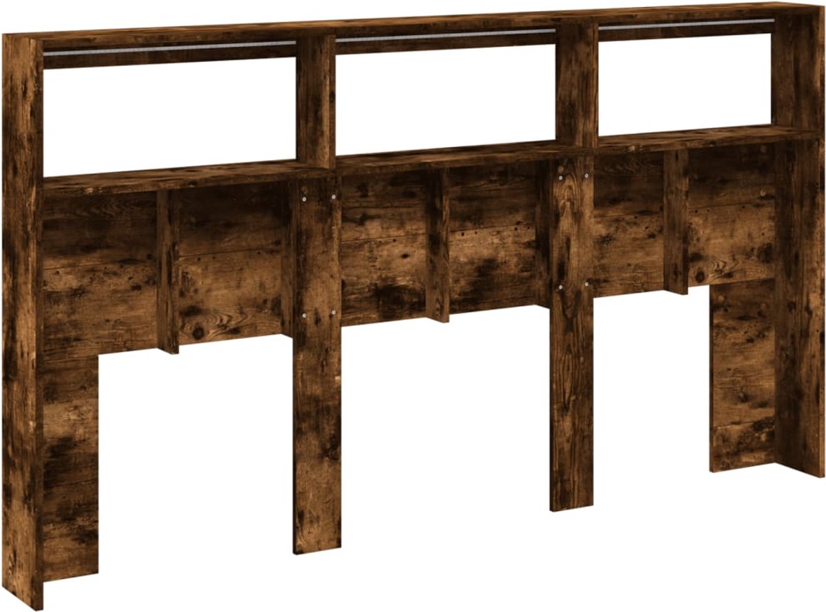 Tidyard Meubel-hoofdeinde, bed-kast met opslag, wandkast, hoofdeinde voor slaapkamer met 3 vakken, wit, 200 x 18,5 x 104,5 cm