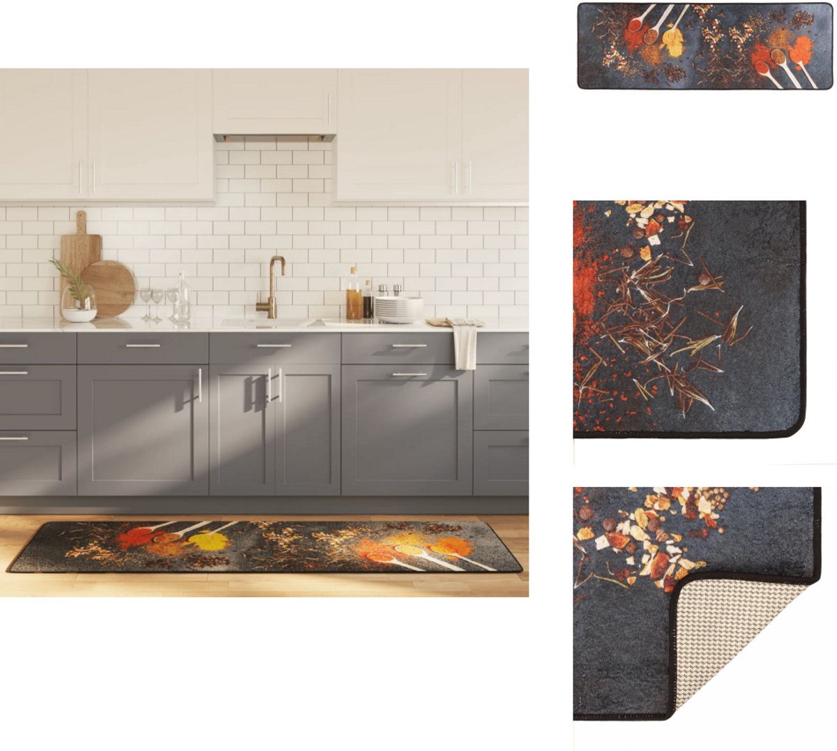 vidaXL Keukenmat wasbaar anti-slip 60x180 cm meerkleurig vidaXL Keukenmat wasbaar anti-slip 60x180 cm meerkleurig