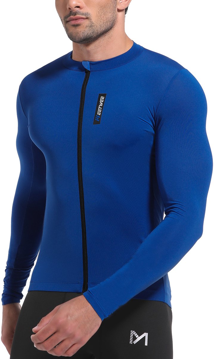 MEETYOO Essential Fietsshirt - Lange Mouwen - Heren Active Sportswear - Met 3 zakken-Koningsblauw-L
