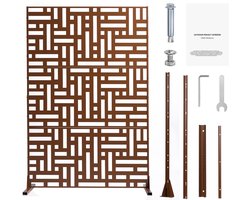 91.4 cm breed x 182.9 cm hoog Metalen privacyscherm,vrijstaande scheidingswand voor buiten, decoratief 3-delig stalen tuinhek