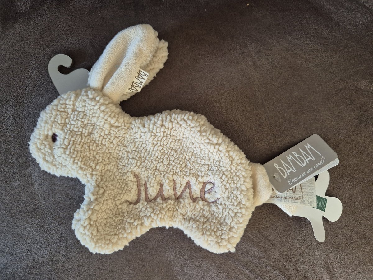 Bambam recycled rabbit tuttle beige met geborduurde naam/gepersonaliseerd