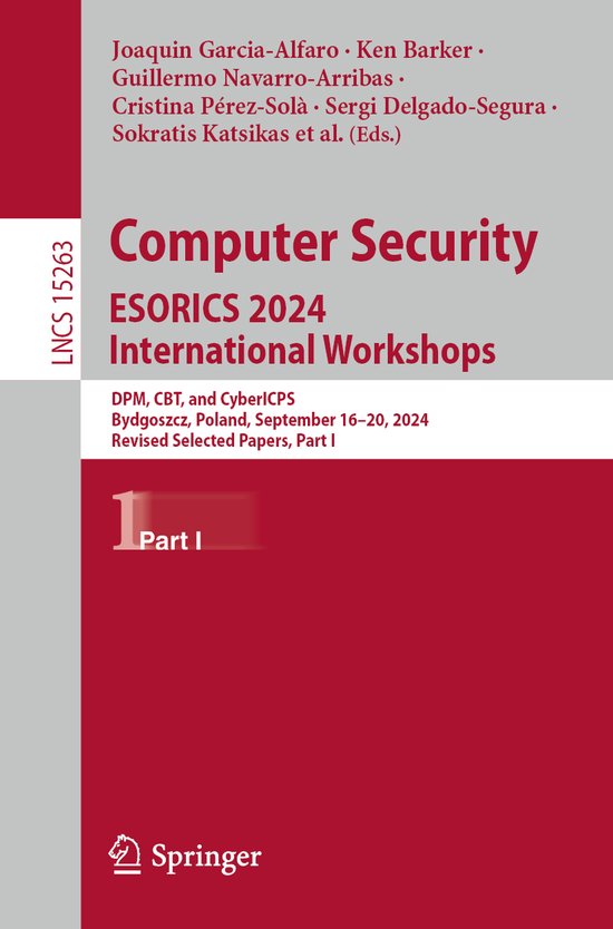 Lecture Notes in Computer Science15263- Computer Security. E ... - cover