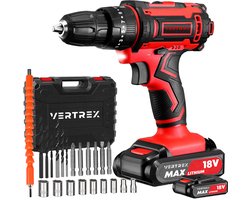 VERTREX Accu Schroefboormachine 18V - Accuboormachines - Accuboormachine - Boormachine - Boormachines - Incl. 2 Accu's