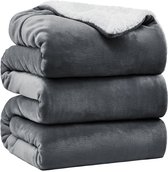 VAIVE Luxe Sherpa Fleece Deken 220x240 cm - Superzacht - Plaid voor Bank, Bed of Woonkamer Decoratie - Dekens - Plaids - Dekentje – Grijs