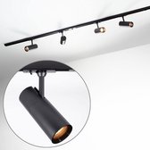 Modern 1-fase railsysteem 1,5 meter met Liam spots met gouden detail
